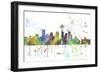 Seattle Washington Skyline MCLR 1-Marlene Watson-Framed Giclee Print