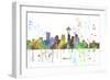 Seattle Washington Skyline MCLR 1-Marlene Watson-Framed Giclee Print