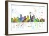 Seattle Washington Skyline MCLR 1-Marlene Watson-Framed Giclee Print