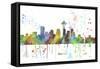 Seattle Washington Skyline MCLR 1-Marlene Watson-Framed Stretched Canvas