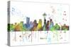 Seattle Washington Skyline MCLR 1-Marlene Watson-Stretched Canvas