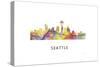 Seattle Washington Skyline-Marlene Watson-Stretched Canvas