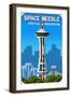 Seattle, Washington - Space Needle - 8 Bit-Lantern Press-Framed Art Print