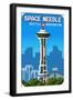 Seattle, Washington - Space Needle - 8 Bit-Lantern Press-Framed Art Print