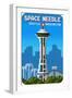 Seattle, Washington - Space Needle - 8 Bit-Lantern Press-Framed Art Print