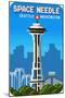 Seattle, Washington - Space Needle - 8 Bit-Lantern Press-Mounted Art Print