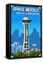 Seattle, Washington - Space Needle - 8 Bit-Lantern Press-Framed Stretched Canvas