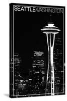 Seattle, Washington - Space Needle and Skyline at Night-Lantern Press-Stretched Canvas