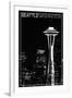 Seattle, Washington - Space Needle and Skyline at Night-Lantern Press-Framed Art Print