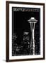 Seattle, Washington - Space Needle and Skyline at Night-Lantern Press-Framed Art Print