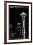 Seattle, Washington - Space Needle and Skyline at Night-Lantern Press-Framed Art Print