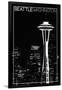 Seattle, Washington - Space Needle and Skyline at Night-Lantern Press-Framed Art Print