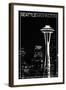 Seattle, Washington - Space Needle and Skyline at Night-Lantern Press-Framed Art Print