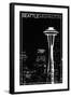 Seattle, Washington - Space Needle and Skyline at Night-Lantern Press-Framed Art Print