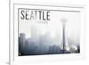 Seattle, Washington - Space Needle and Skyline Fog-Lantern Press-Framed Premium Giclee Print