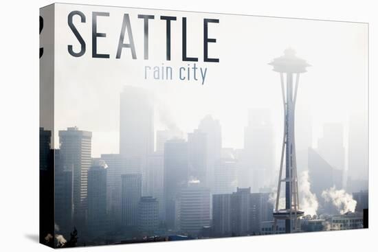 Seattle, Washington - Space Needle and Skyline Fog-Lantern Press-Stretched Canvas