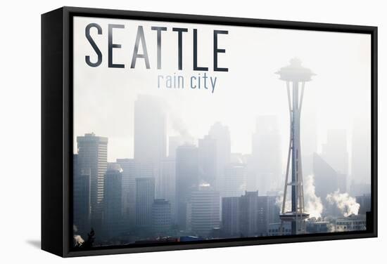 Seattle, Washington - Space Needle and Skyline Fog-Lantern Press-Framed Stretched Canvas