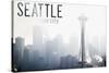 Seattle, Washington - Space Needle and Skyline Fog-Lantern Press-Stretched Canvas