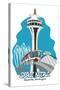 Seattle, Washington - Space Needle - Cartoon Icon-Lantern Press-Stretched Canvas