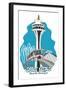 Seattle, Washington - Space Needle - Cartoon Icon-Lantern Press-Framed Art Print