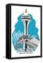 Seattle, Washington - Space Needle - Cartoon Icon-Lantern Press-Framed Stretched Canvas