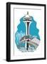 Seattle, Washington - Space Needle - Cartoon Icon-Lantern Press-Framed Art Print
