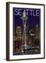 Seattle, Washington - Space Needle Christmas at Night-Lantern Press-Framed Art Print