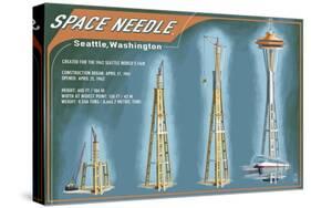 Seattle, Washington - Space Needle Construction Timeline-Lantern Press-Stretched Canvas