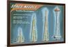 Seattle, Washington - Space Needle Construction Timeline-Lantern Press-Framed Art Print