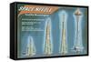 Seattle, Washington - Space Needle Construction Timeline-Lantern Press-Framed Stretched Canvas
