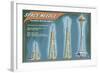 Seattle, Washington - Space Needle Construction Timeline-Lantern Press-Framed Art Print