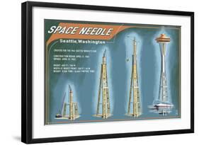 Seattle, Washington - Space Needle Construction Timeline-Lantern Press-Framed Art Print