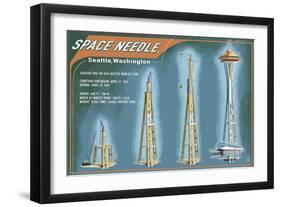 Seattle, Washington - Space Needle Construction Timeline-Lantern Press-Framed Art Print