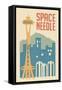 Seattle, Washington - Space Needle Woodblock-Lantern Press-Framed Stretched Canvas