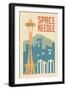 Seattle, Washington - Space Needle Woodblock-Lantern Press-Framed Art Print