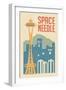 Seattle, Washington - Space Needle Woodblock-Lantern Press-Framed Art Print