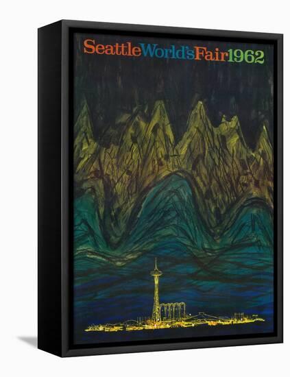Seattle, Washington - Space Needle World's Fair Abstract Poster-Lantern Press-Framed Stretched Canvas
