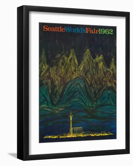 Seattle, Washington - Space Needle World's Fair Abstract Poster-Lantern Press-Framed Art Print