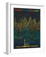 Seattle, Washington - Space Needle World's Fair Abstract Poster-Lantern Press-Framed Art Print