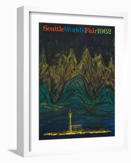 Seattle, Washington - Space Needle World's Fair Abstract Poster-Lantern Press-Framed Art Print