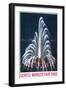 Seattle, Washington - Space Needle World's Fair InterNational Fountain-Lantern Press-Framed Art Print