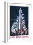 Seattle, Washington - Space Needle World's Fair InterNational Fountain-Lantern Press-Framed Art Print