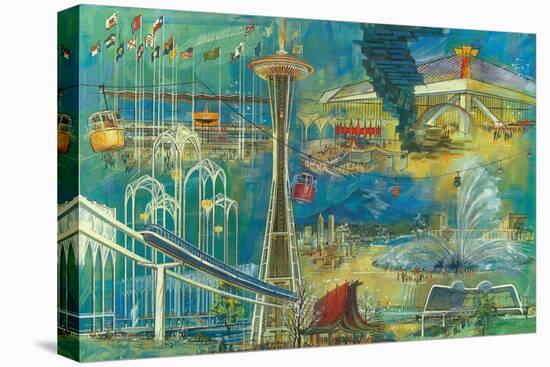 Seattle, Washington - Space Needle World's Fair Seattle Center Poster-Lantern Press-Stretched Canvas