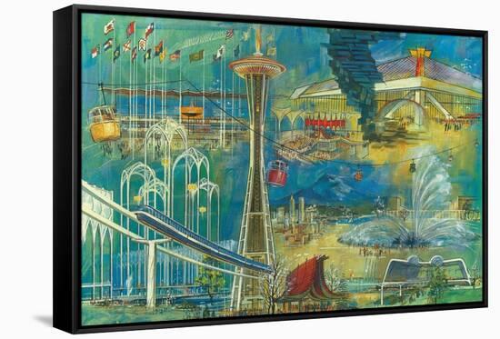 Seattle, Washington - Space Needle World's Fair Seattle Center Poster-Lantern Press-Framed Stretched Canvas