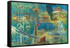 Seattle, Washington - Space Needle World's Fair Seattle Center Poster-Lantern Press-Framed Stretched Canvas