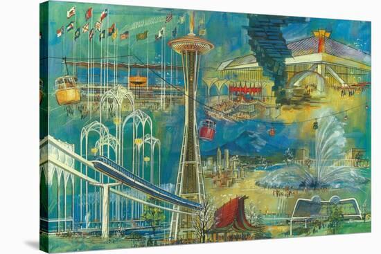 Seattle, Washington - Space Needle World's Fair Seattle Center Poster-Lantern Press-Stretched Canvas