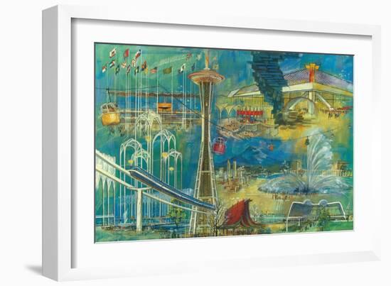 Seattle, Washington - Space Needle World's Fair Seattle Center Poster-Lantern Press-Framed Art Print