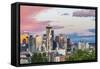 Seattle, Washington State, USA. Downtown Seattle at sunset on a summer day.-Emily Wilson-Framed Stretched Canvas