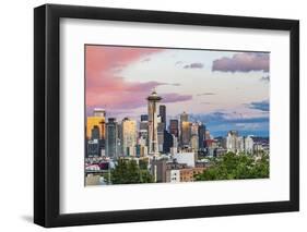 Seattle, Washington State, USA. Downtown Seattle at sunset on a summer day.-Emily Wilson-Framed Photographic Print