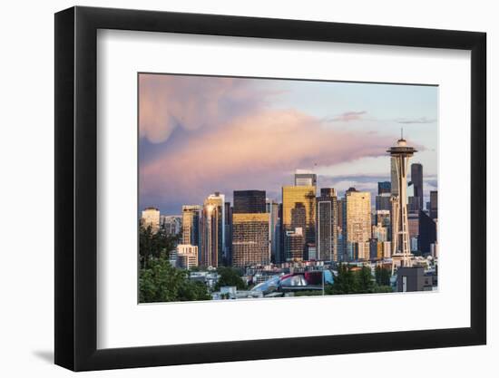Seattle, Washington State, USA. Downtown Seattle at sunset on a summer day.-Emily Wilson-Framed Photographic Print
